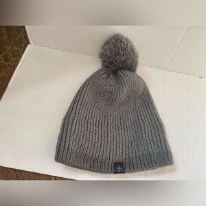Swiss Tech Gray Green Knit Beanie with Pom-Pom